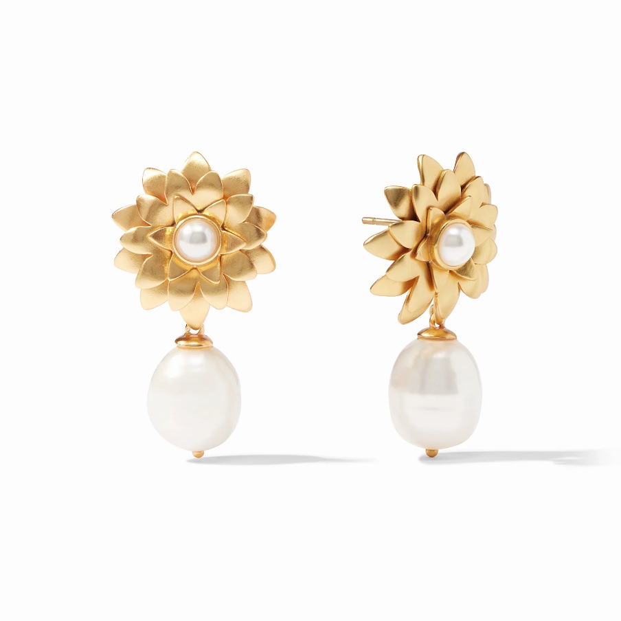 Julie Vos Gold And Pearl Floral Drop Earrings